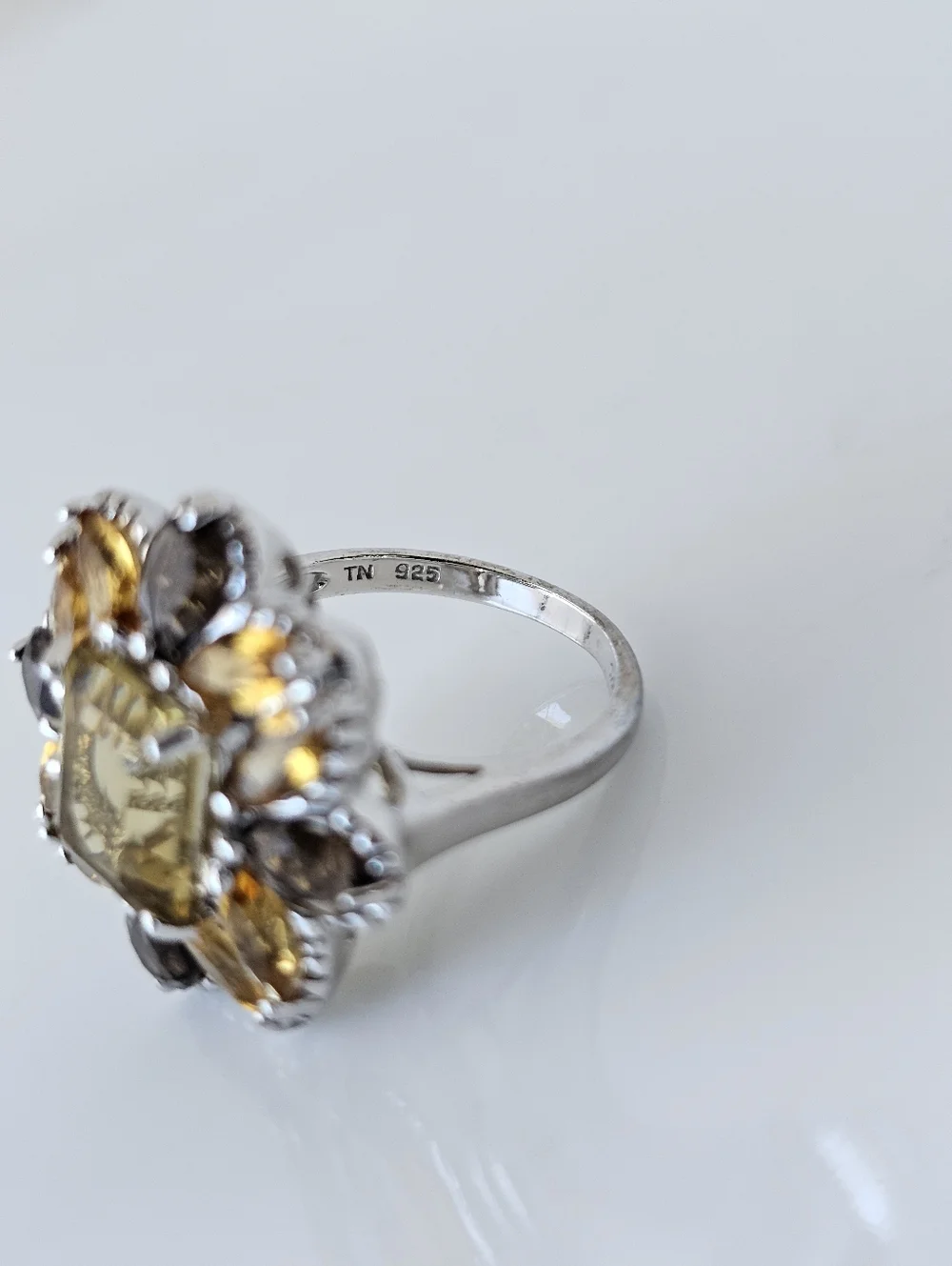 Natural Yellow Citrine & Smoky Quartz Sterling Silver Ring Size 7! - Picture 5 of 5